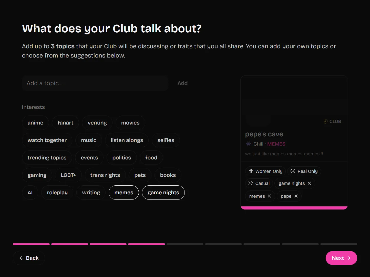 Club topics